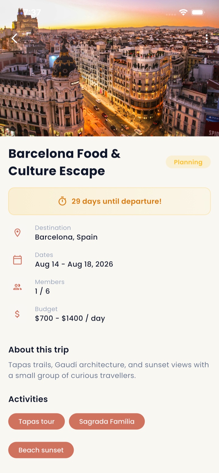 Wanderio trip details for a Barcelona food and culture trip